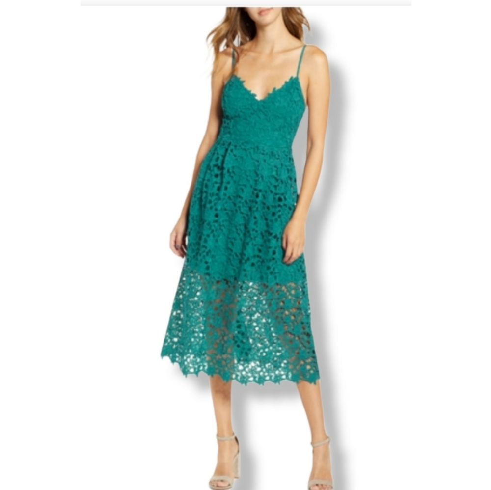 Astr Crochet Overlay Dress